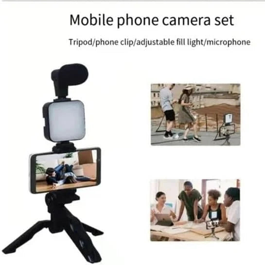 Video-Making Kit with Microphone, LED Light & Tripod