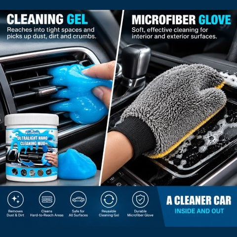 AWESEL Car Essentials Kit cleaning gel and microfiber car cleaning glove for interior cleaning
